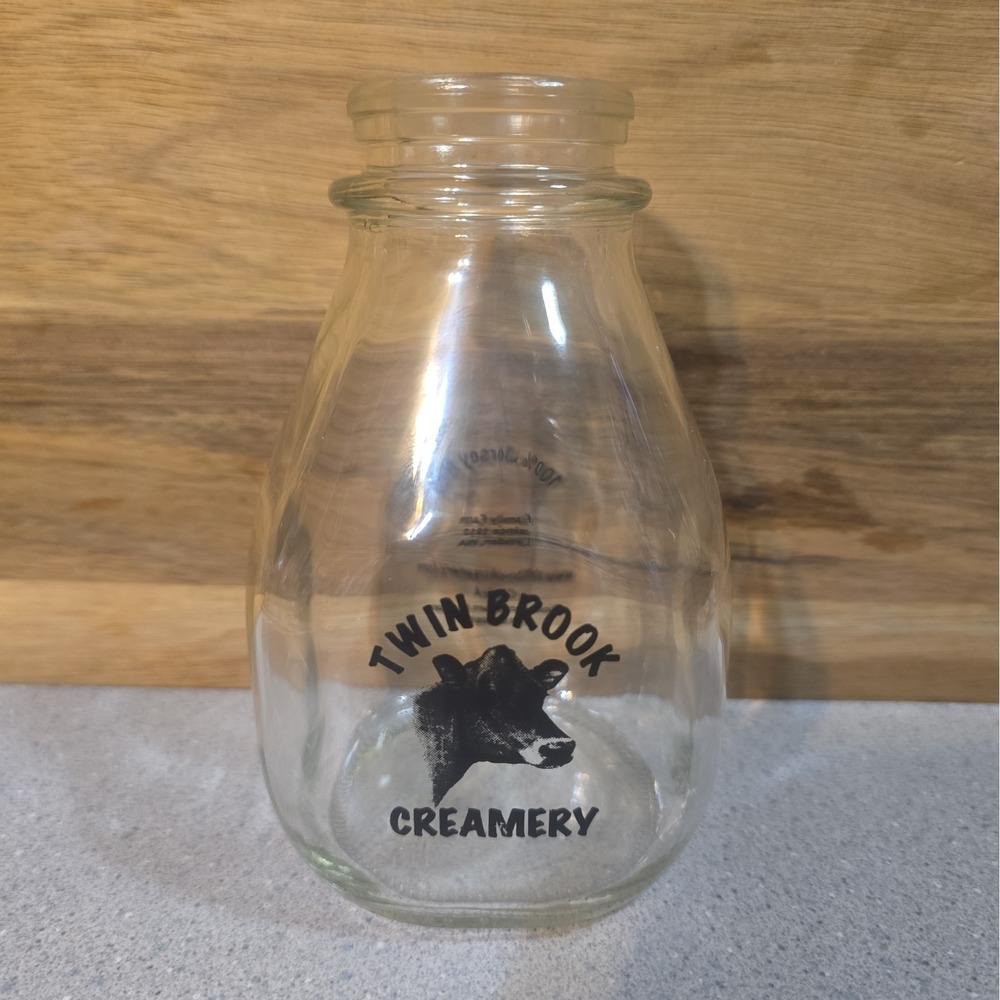 Vintage Twin Brook Creamery Pint Size Milk Glass Jar Lynden, Washington